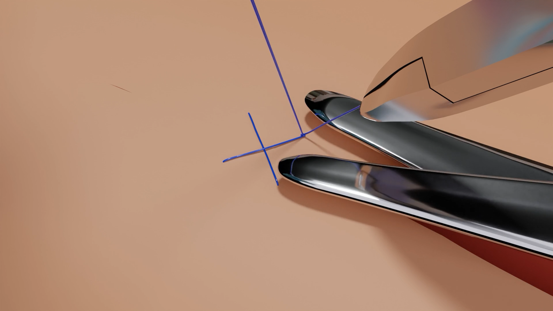 3D animation of Interrupted Cruciate Suture used in surgical training